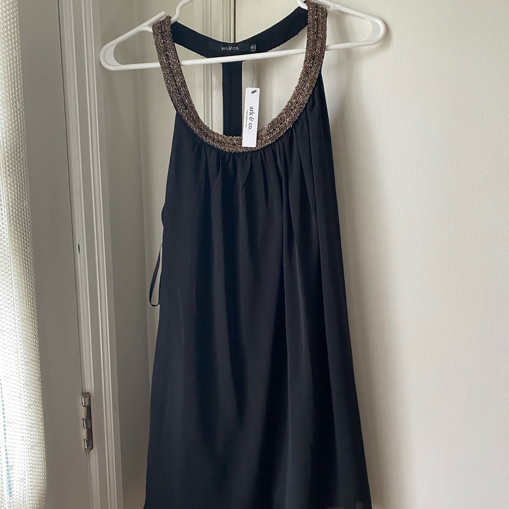 NWT black dress with gold sequins